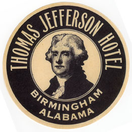 Thos Jefferson Hotel label