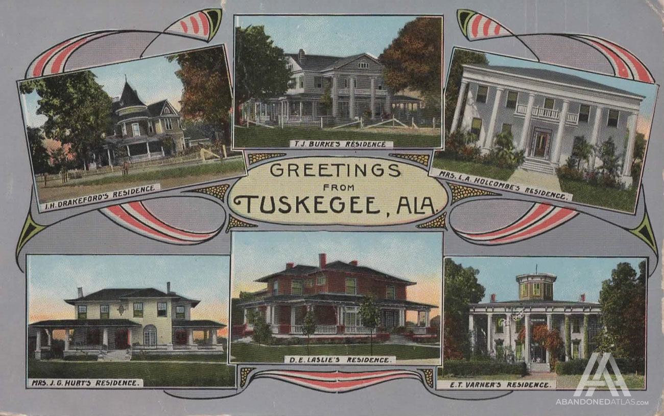 Greetings from Tuskegee postcard featuring the J. H. Drakeford House